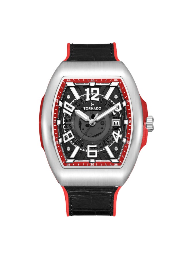 TORNADO Men's Leather Analog Display Watch T25001-SLBBR - 44mm - Image 1